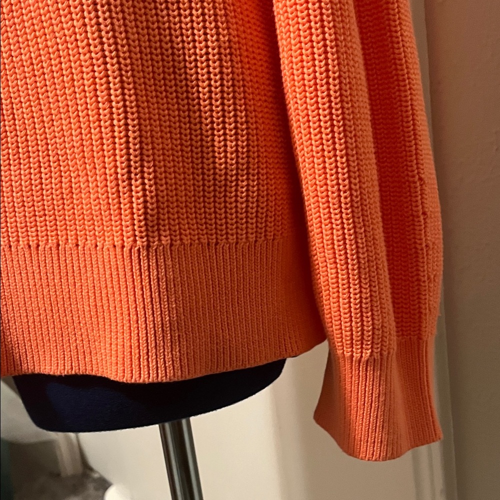Talbots Vibrant Orange 100% Pima Cotton Crew Neck Knit Sweater | Size XL - Picture 7 of 13